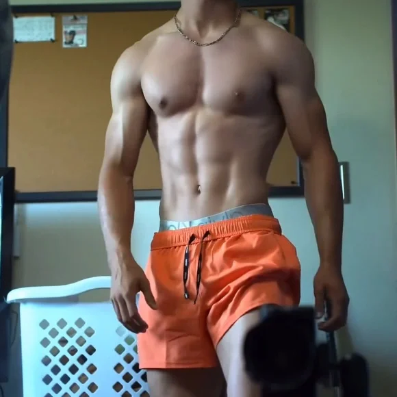 GYMSHARK MEN WORKOUT BODYBUILDING BODYBUILDER GYM SHORTS WORKOUT ORANGE ATHLETE - Picture 7 of 16